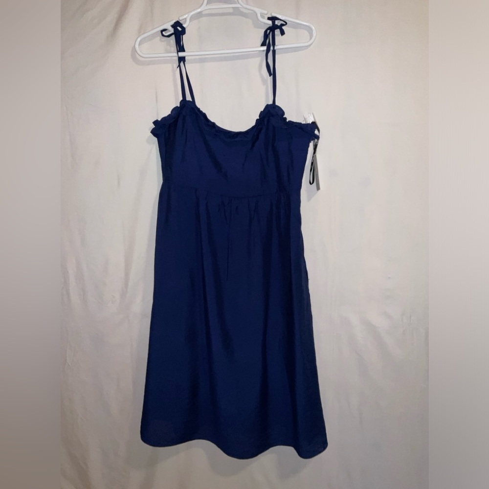 NWT Women’s BCBG Paris Tie Shoulder Midi Dress‎ Navy Blue Large 12-14